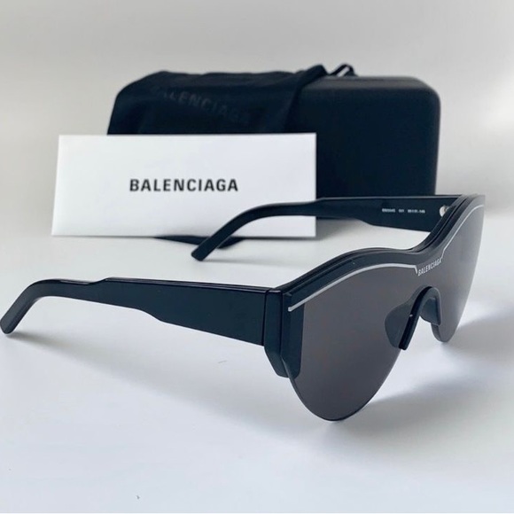 BALENCIAGA BB0004S  ACETATO BLACK GREY - Picture 4 of 11